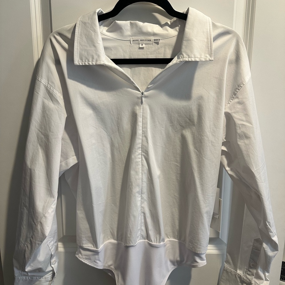 Good American Crisp White Collared Bodysuit